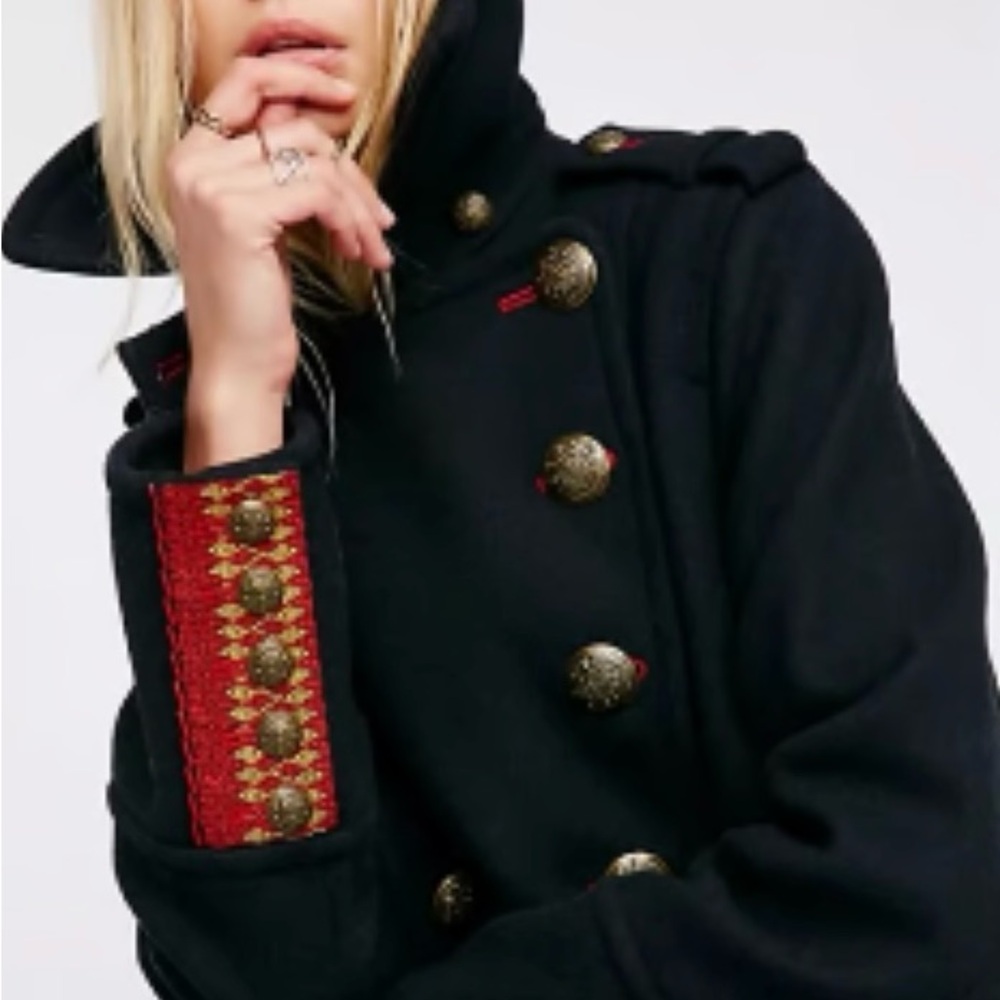 Free People Peacoat Wool collard cropped double breasted coat size XS